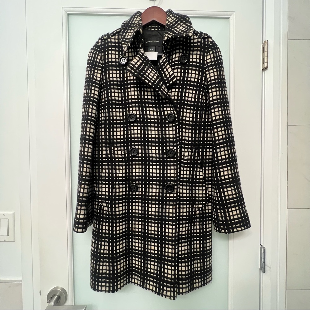 NWT Club Monaco black and white check coat
